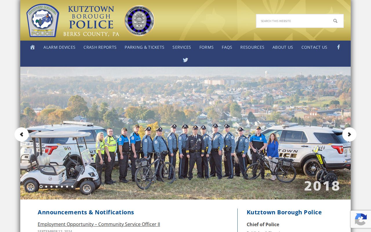 Kutztown Police Department official homepage and records services