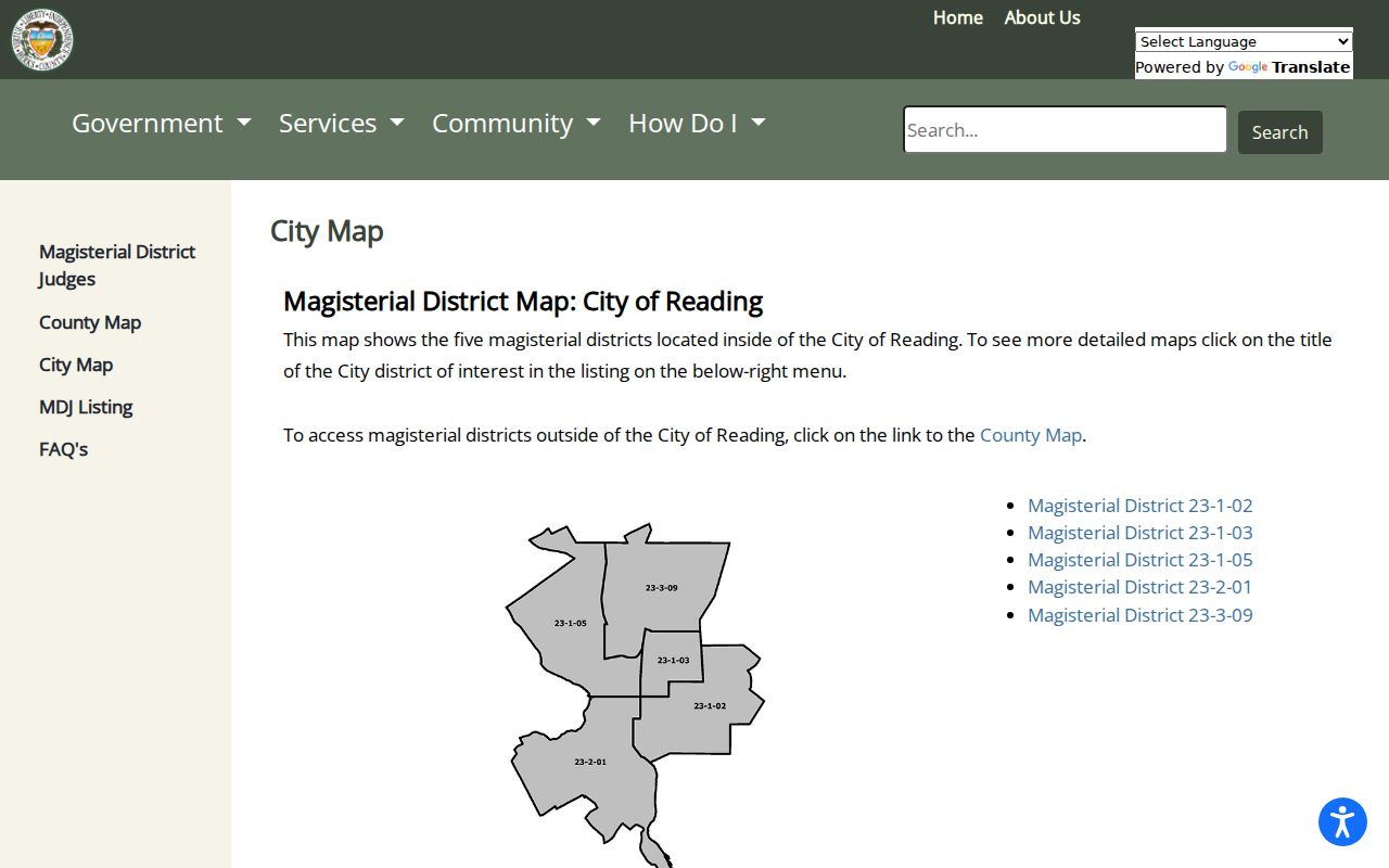 Reading criminal record check magisterial district map