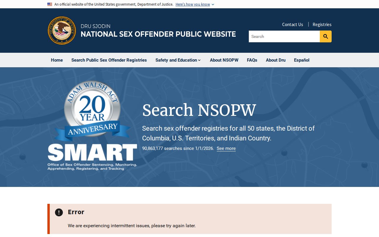 National Sex Offender Public Website cross-state search gateway