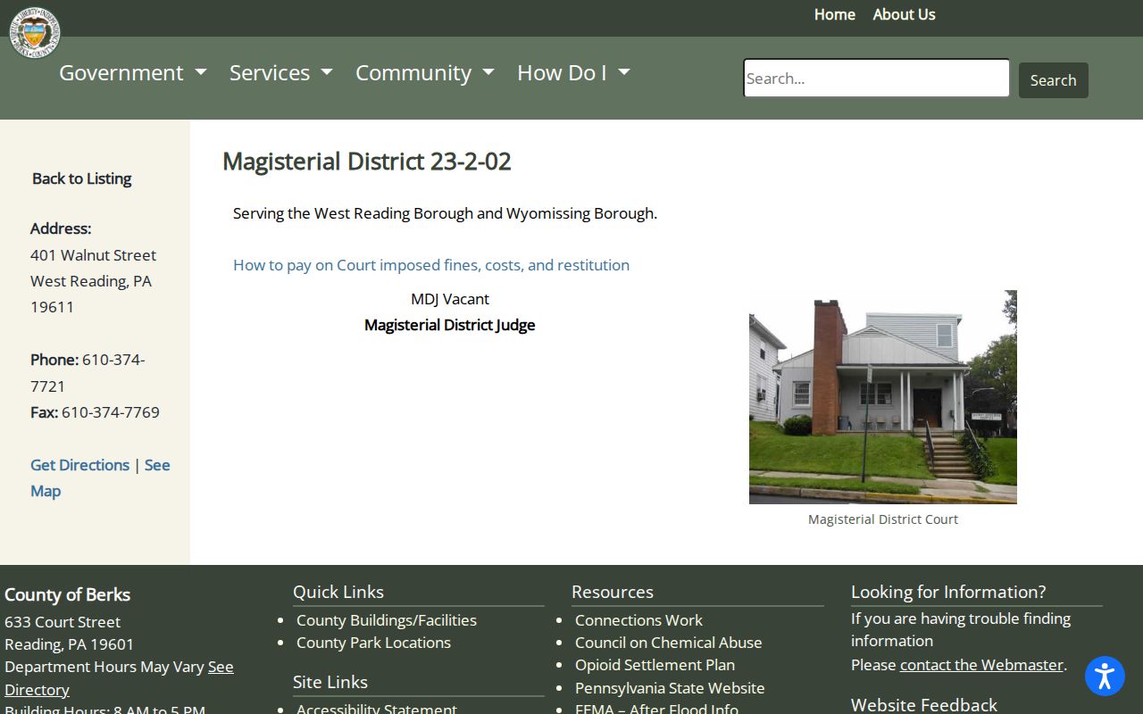 Wyomissing criminal court record MDJ office