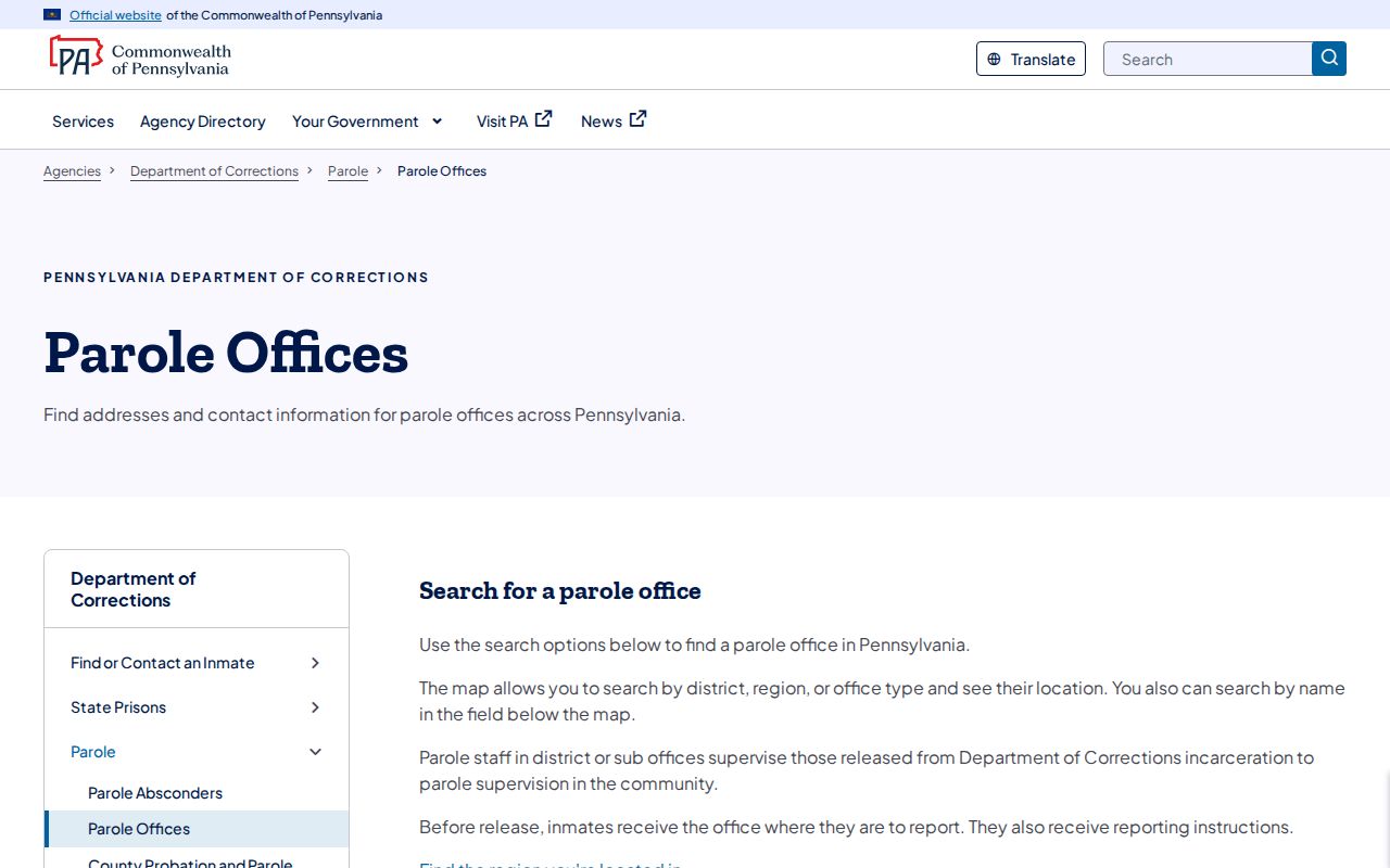 Berks County criminal history Pennsylvania parole office search